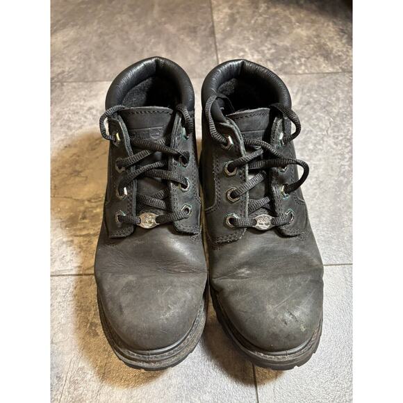 Womens Timberland Boots Size 6.5 Black Ankle Lace Up Work Rugged Tuff - Picture 1 of 6